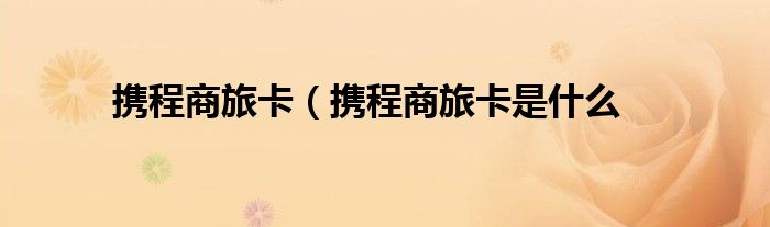 携程商旅卡（携程商旅卡是什么