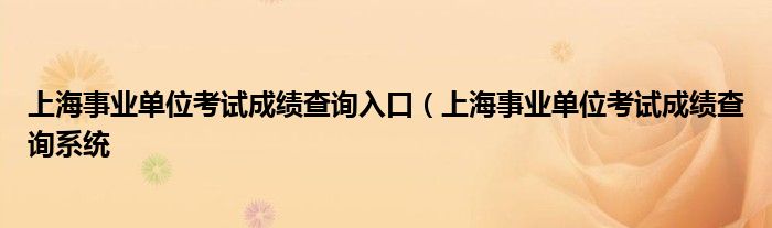 上海事业单位考试成绩查询入口（上海事业单位考试成绩查询系统