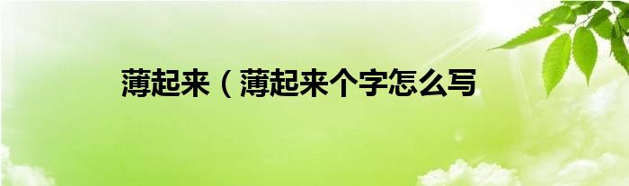 薄起来（薄起来个字怎么写