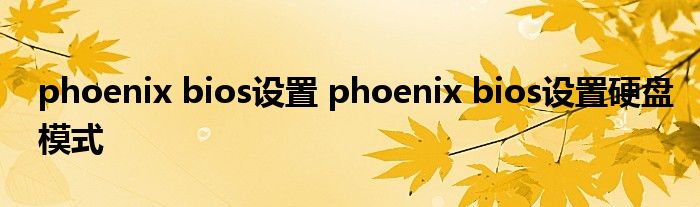 phoenix bios设置 phoenix bios设置硬盘模式