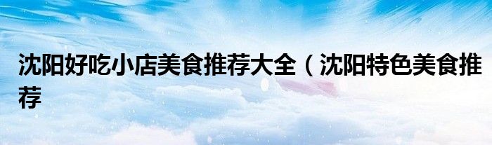 沈阳好吃小店美食推荐大全（沈阳特色美食推荐