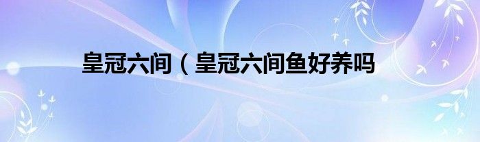 皇冠六间（皇冠六间鱼好养吗