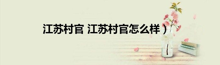 江苏村官 江苏村官怎么样）