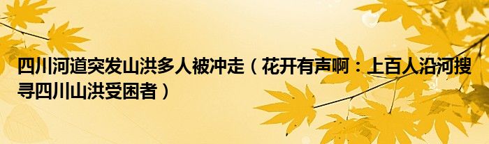 四川河道突发山洪多人被冲走（花开有声啊：上百人沿河搜寻四川山洪受困者）