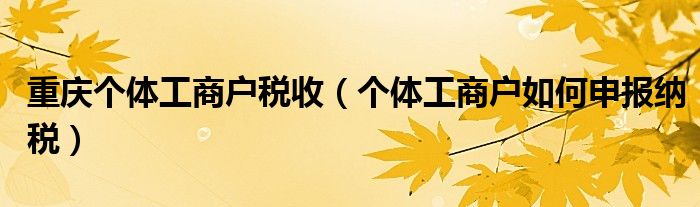 重庆个体工商户税收（个体工商户如何申报纳税）