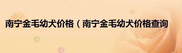 南宁金毛幼犬价格（南宁金毛幼犬价格查询