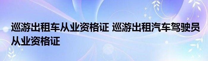 巡游出租车从业资格证 巡游出租汽车驾驶员从业资格证