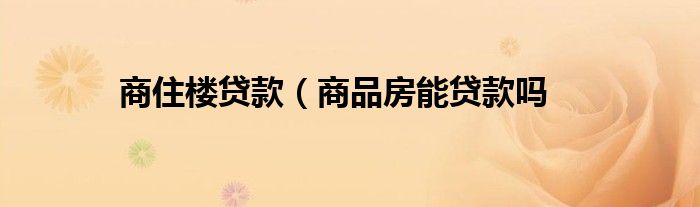 商住楼贷款（商品房能贷款吗