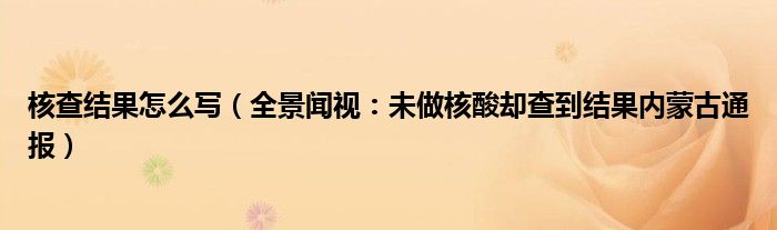 核查结果怎么写（全景闻视：未做核酸却查到结果内蒙古通报）