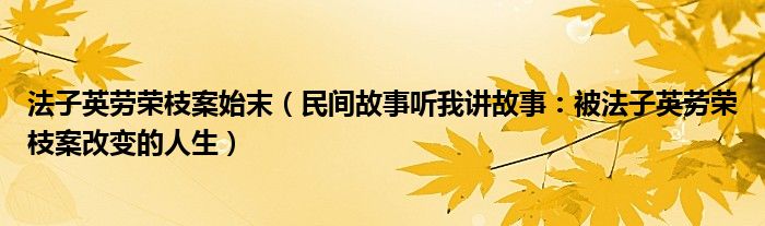 法子英劳荣枝案始末（民间故事听我讲故事：被法子英劳荣枝案改变的人生）