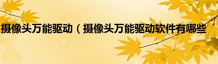 摄像头万能驱动（摄像头万能驱动软件有哪些