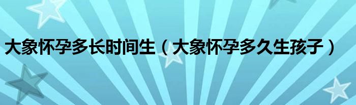 大象怀孕多长时间生（大象怀孕多久生孩子）