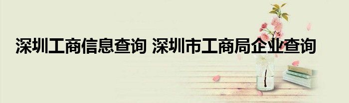 深圳工商信息查询 深圳市工商局企业查询