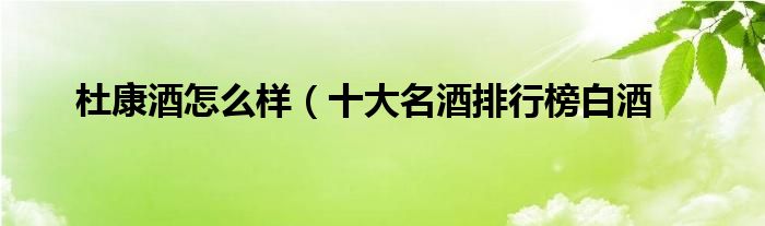 杜康酒怎么样（十大名酒排行榜白酒