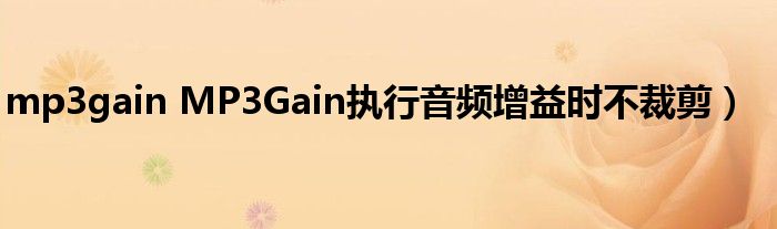 mp3gain MP3Gain执行音频增益时不裁剪）