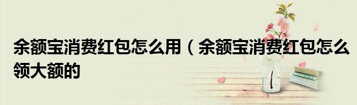 余额宝消费红包怎么用（余额宝消费红包怎么领大额的