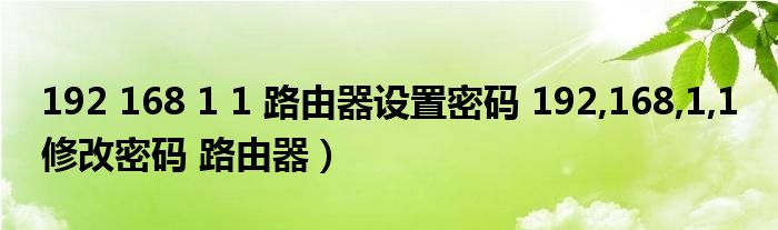 192 168 1 1 路由器设置密码 192,168,1,1 修改密码 路由器）
