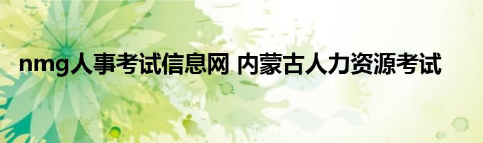 nmg人事考试信息网 内蒙古人力资源考试