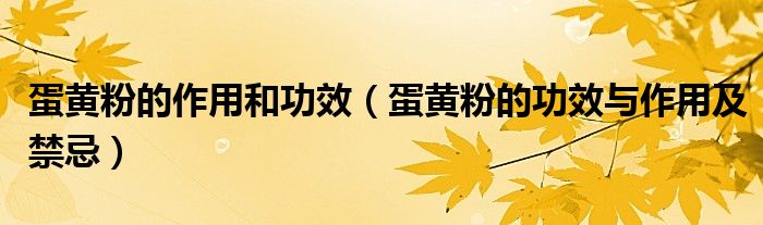 蛋黄粉的作用和功效（蛋黄粉的功效与作用及禁忌）