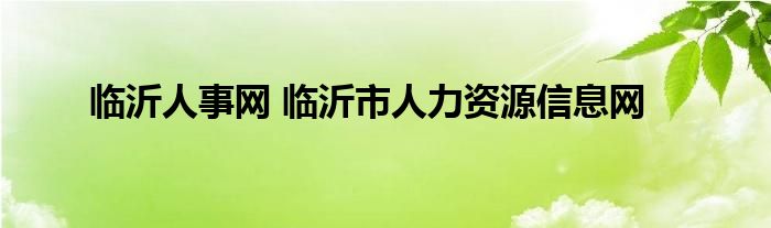 临沂人事网 临沂市人力资源信息网