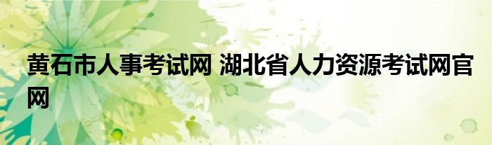 黄石市人事考试网 湖北省人力资源考试网官网