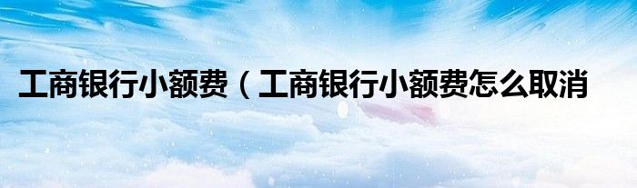 工商银行小额费（工商银行小额费怎么取消