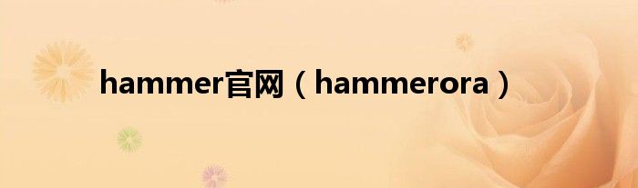 hammer官网（hammerora）