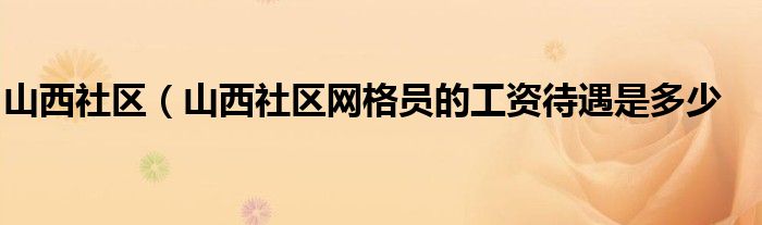 山西社区（山西社区网格员的工资待遇是多少