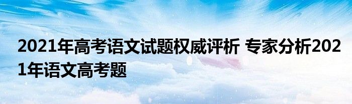 2021年高考语文试题权威评析 专家分析2021年语文高考题