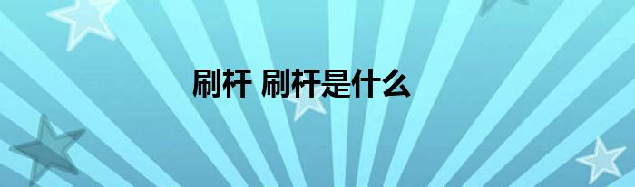 刷杆 刷杆是什么