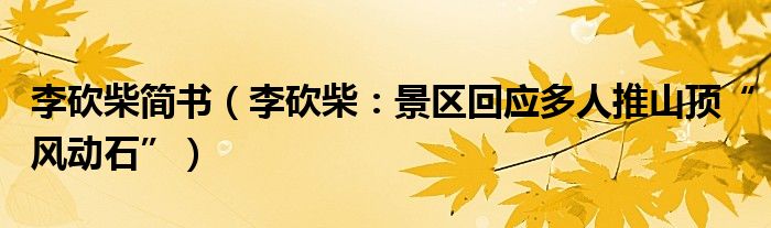 李砍柴简书（李砍柴：景区回应多人推山顶“风动石”）