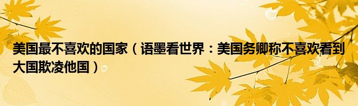 美国最不喜欢的国家（语墨看世界：美国务卿称不喜欢看到大国欺凌他国）