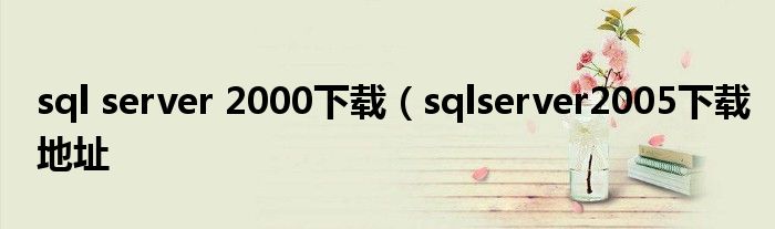 sql server 2000下载（sqlserver2005下载地址