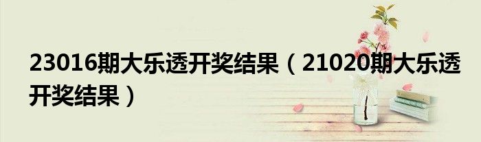 23016期大乐透开奖结果（21020期大乐透开奖结果）