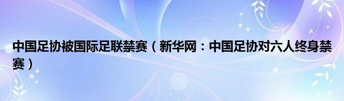 中国足协被国际足联禁赛（新华网：中国足协对六人终身禁赛）