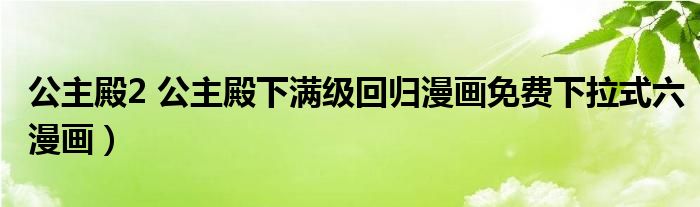 公主殿2 公主殿下满级回归漫画免费下拉式六漫画）