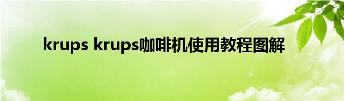 krups krups咖啡机使用教程图解