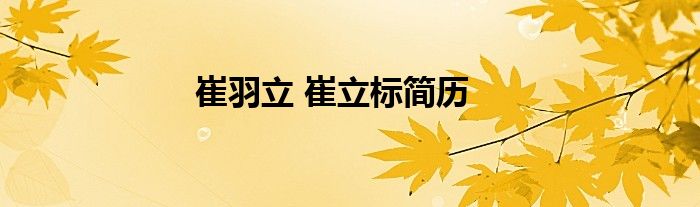 崔羽立 崔立标简历