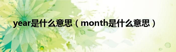 year是什么意思（month是什么意思）