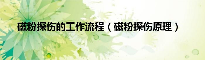 磁粉探伤的工作流程（磁粉探伤原理）
