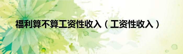 福利算不算工资性收入（工资性收入）
