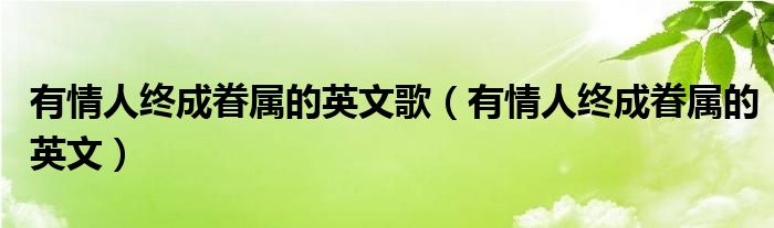 有情人终成眷属的英文歌（有情人终成眷属的英文）