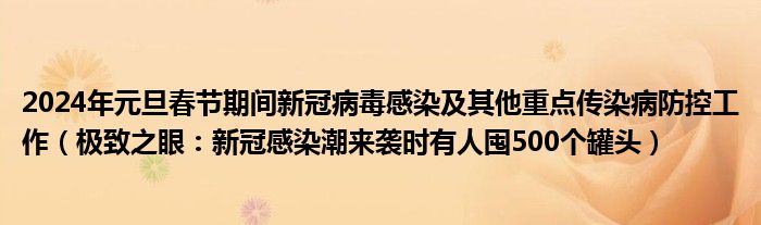 2024年元旦春节期间新冠病毒感染及其他重点传染病防控工作（极致之眼：新冠感染潮来袭时有人囤500个罐头）