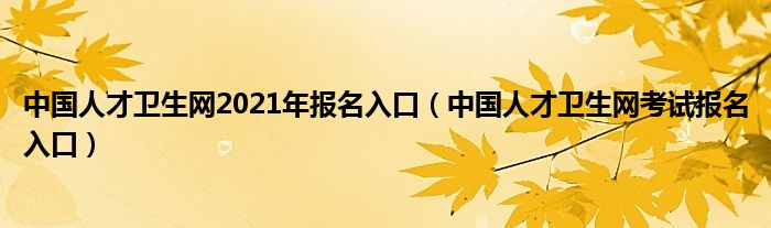 中国人才卫生网2021年报名入口（中国人才卫生网考试报名入口）