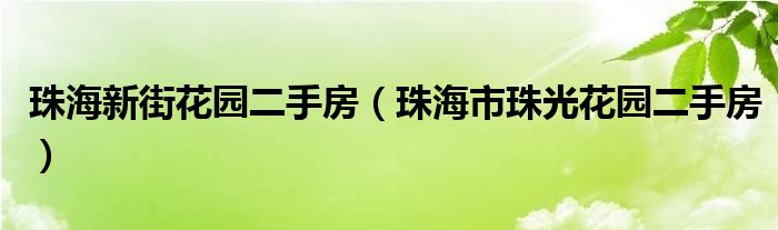 珠海新街花园二手房（珠海市珠光花园二手房）
