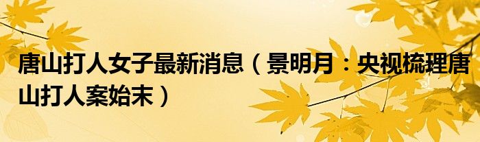 唐山打人女子最新消息（景明月：央视梳理唐山打人案始末）