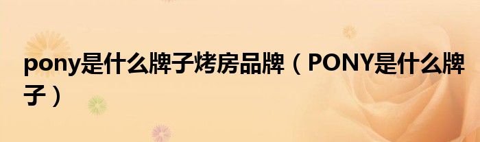 pony是什么牌子烤房品牌（PONY是什么牌子）