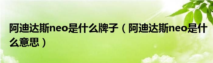 阿迪达斯neo是什么牌子（阿迪达斯neo是什么意思）