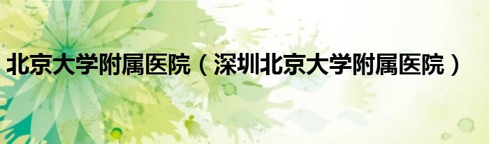 北京大学附属医院（深圳北京大学附属医院）