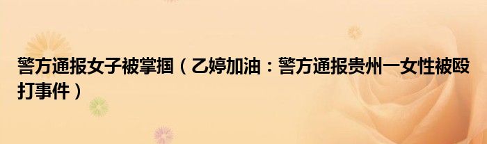 警方通报女子被掌掴（乙婷加油：警方通报贵州一女性被殴打事件）